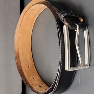 Coach Classic Men's Black Dress Leather Belt with Silver Buckle 38